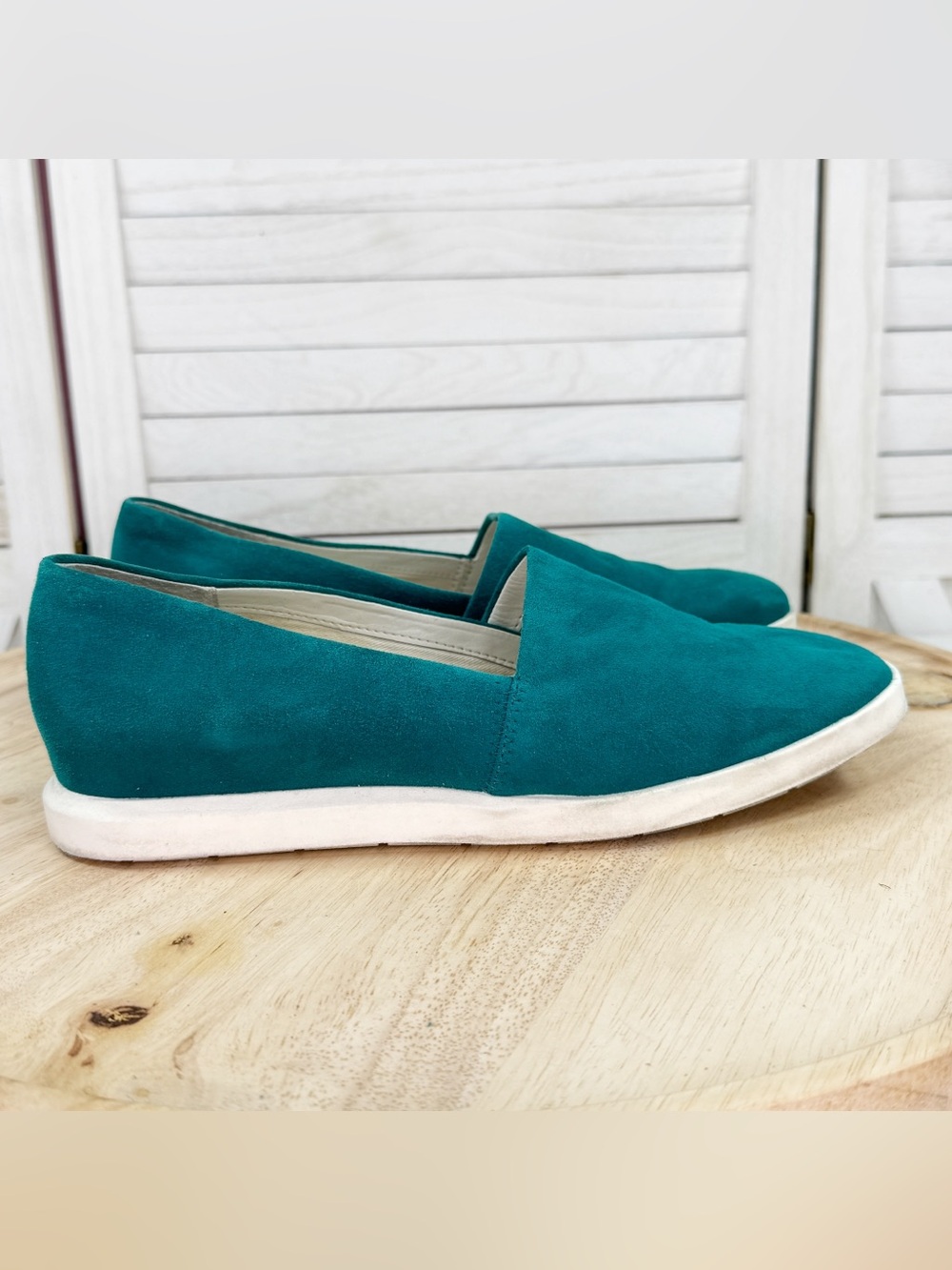 Franco Sarto Bonza Suede Slip On Loafers Flats Dark Teal Green Size 8 Casual